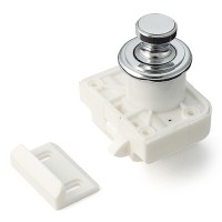 PUSH BUTTON LATCH NYLON WHITE KNOB + RING BPC